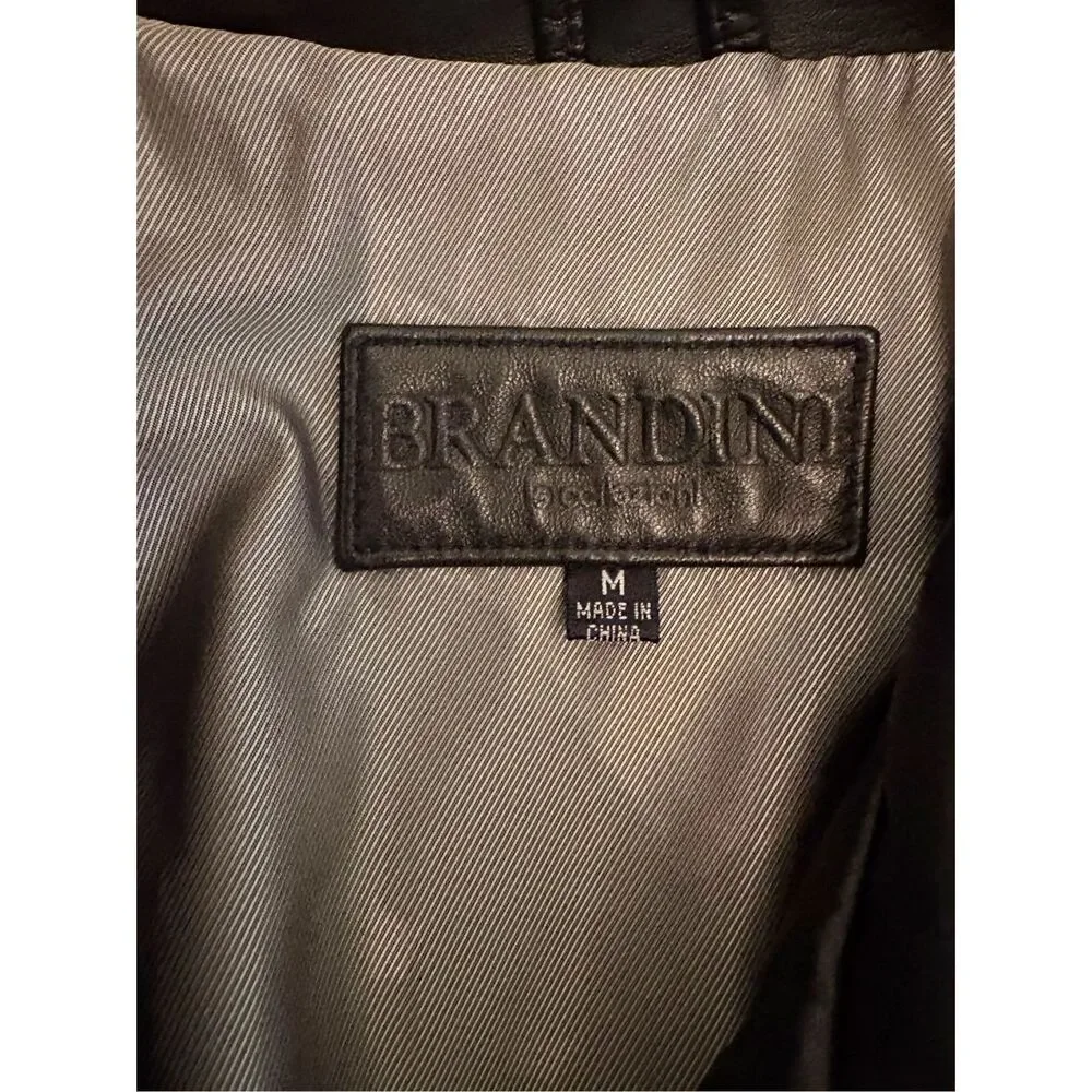 Brandini Mens Leather Bomber Jacket Size M